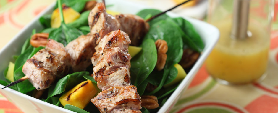 Grilled-Mango-and-Pork-Spinach-Salad